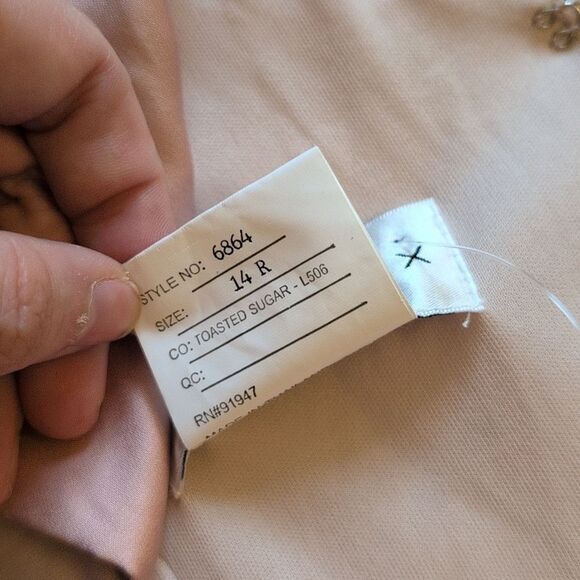 NWOT After Six Whisper Satin Maxi Dress Draped Tulip Gown Toasted Sugar Pink 14 - Picture 9 of 15